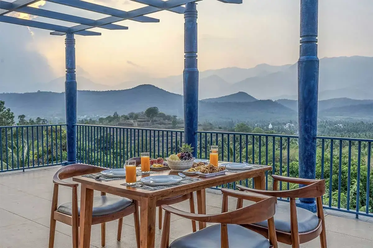 Fine dining restaurant at luxury hill resort in Anaikatti