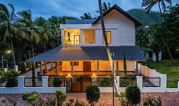 Elegant front façade of Senaro Luxury Farm House with private pool in Anaikatti near Coimbatore