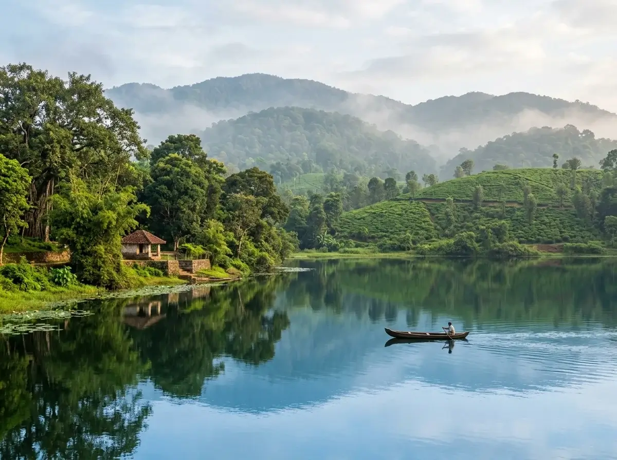Honnamana Kere lake near Whisper Valley in Somwarpet, Coorg