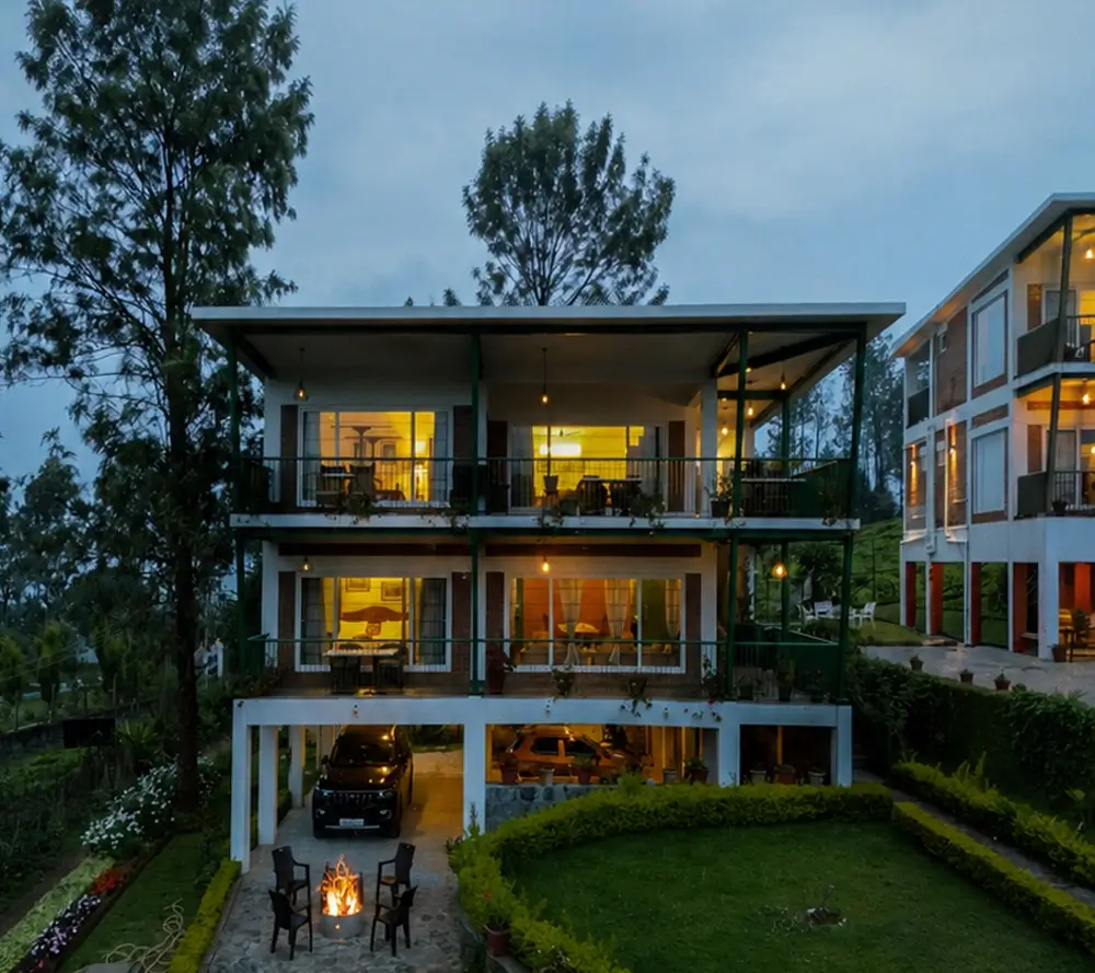 Front view of luxury villa in Kotagiri, best private homestay in Nilgiris