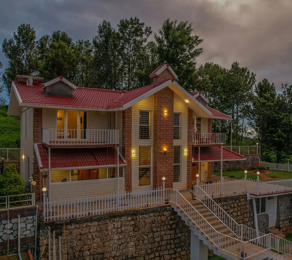 Rock Villa Ooty front elevation surrounded by hills